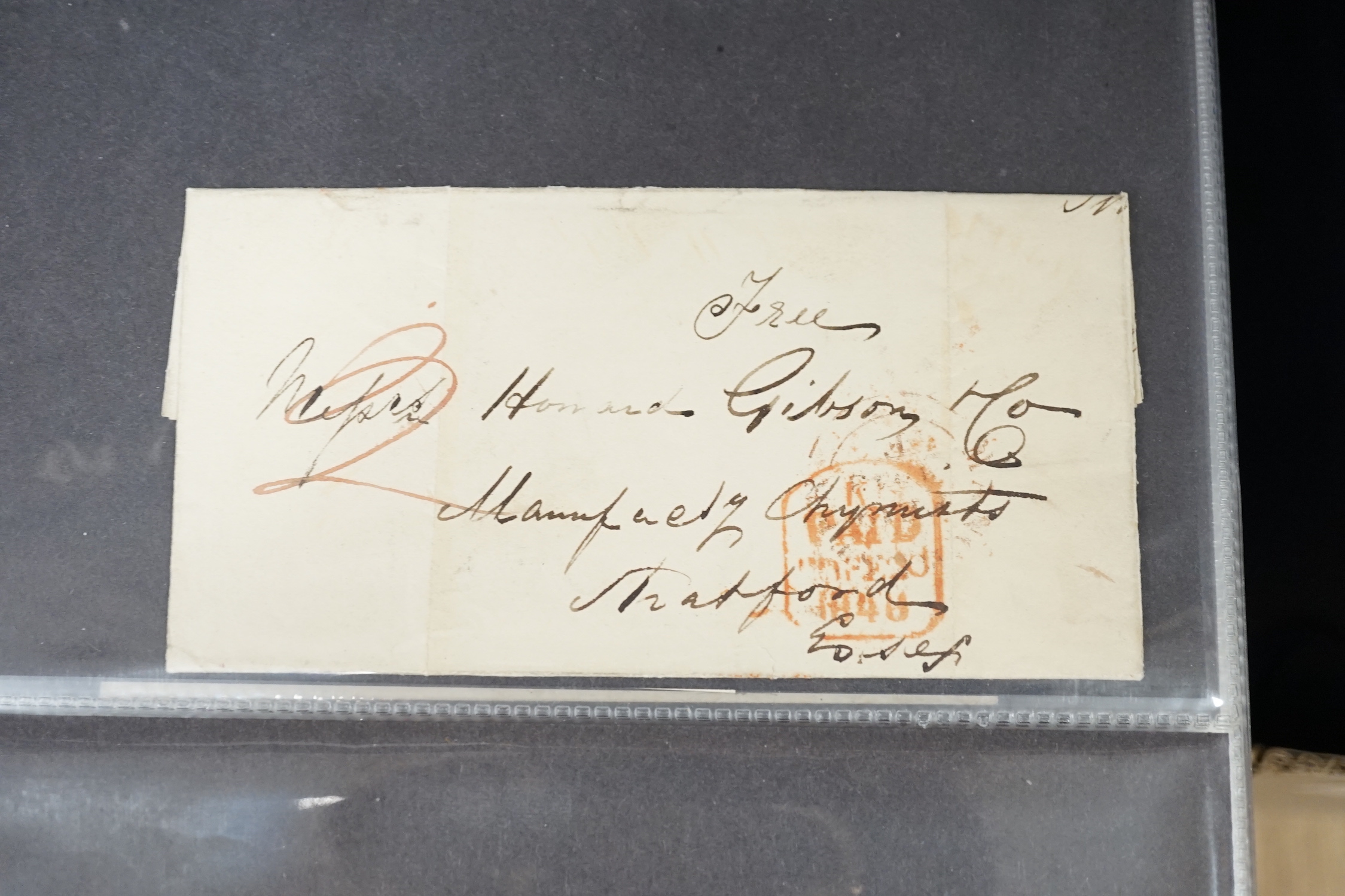 Great Britain postal history in 9 albums from pre-stamp covers, 1840 1d Mulready, October 1840 1d black on cover, free fronts, 1d reds, postal stationary cards plus Canada FD covers